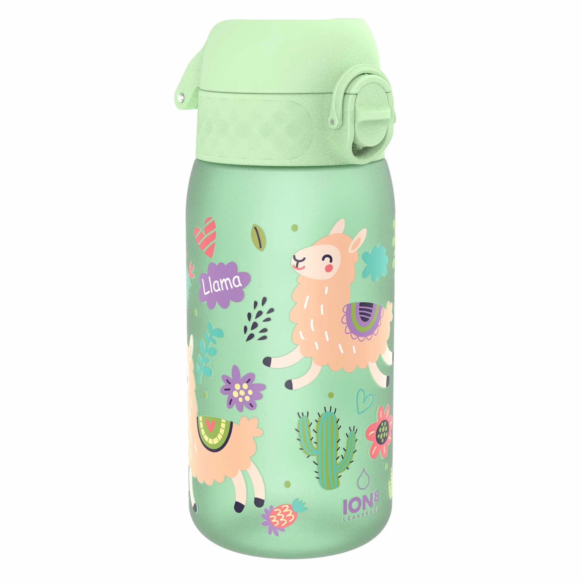 Ion8 Gourde Enfant, 350 ml, Anti-Fuite, Facile à Ouvrir, Verrouillage Sécurisé, Lavable en Lave-Vaisselle, Sans BPA, Poignée de Transport, Facile à Nettoyer, Carbone Neutre, Lamas