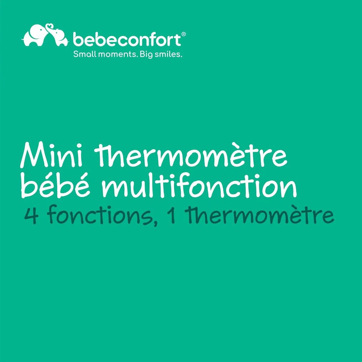 Bebeconfort Mini thermomètre bébé multifonction, 4-en-1, dès la naissance, sans contact, technologie infrarouge, indicateur de fièvre, intelligent et simple, compact, blanc