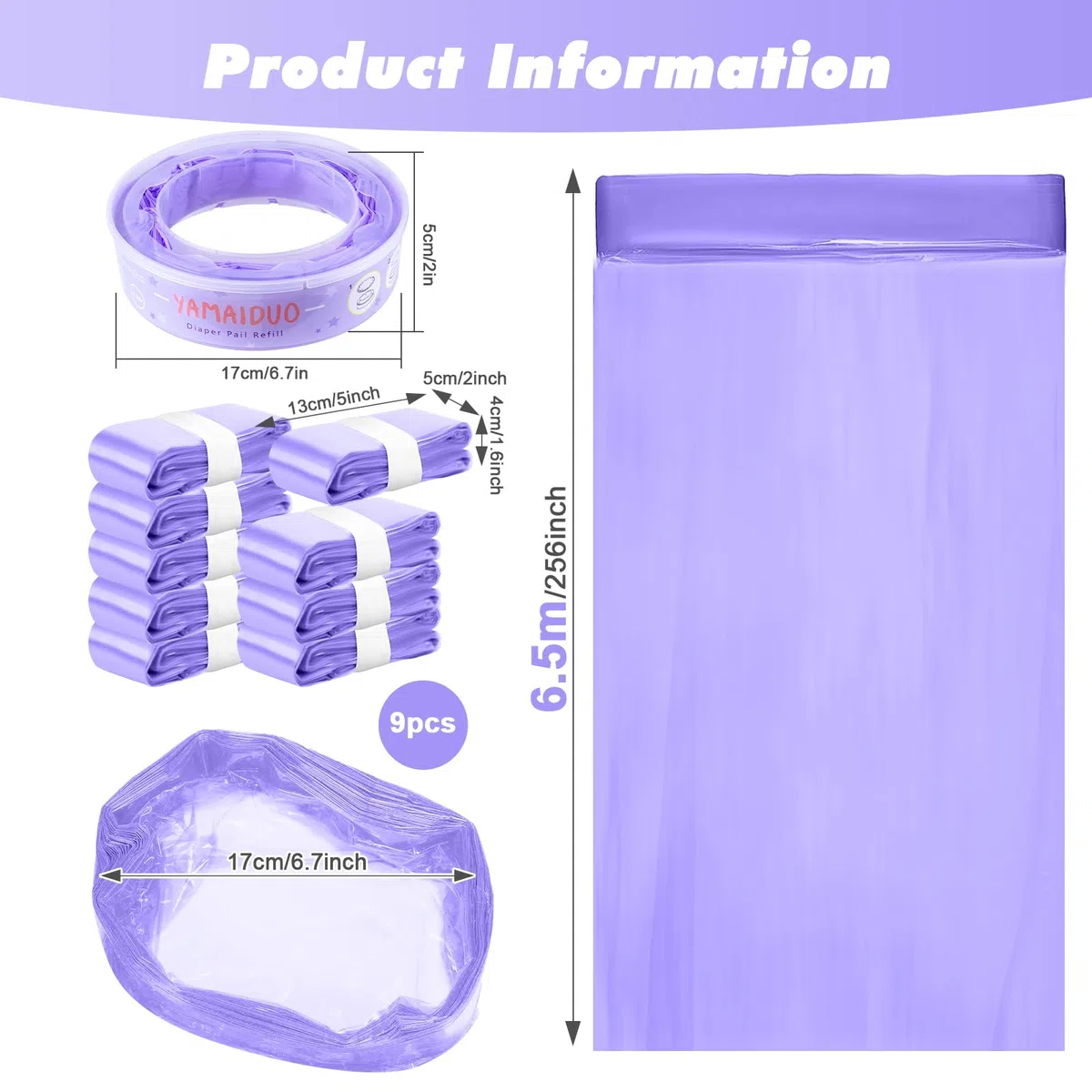 10 Sacs Poubelle à Couche Grande Capacité, Compatible Tommee Tippee, Angelcare (9 Sacs & 1 Cassette Recharge)