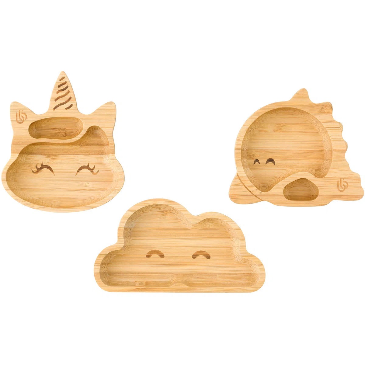 bamboo bamboo ® Assiette bébé – Assiette enfant et Bambou pour Bébés | Non-toxique | Frais au toucher | Idéale pour Sevrage dirigé par Bébé (Licorne, Nuage, Dinosaure)