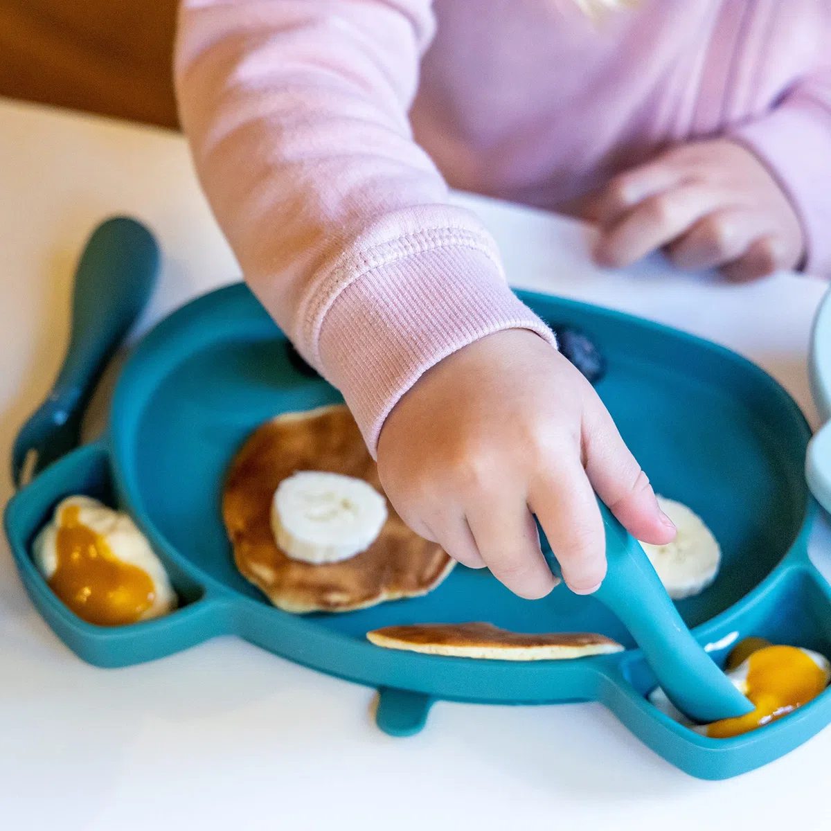 TUM TUM Couverts Enfants Étui, Cuillères Bébé Fourchettes Enfant, Couverts Bébé, 6 m+, Bleu