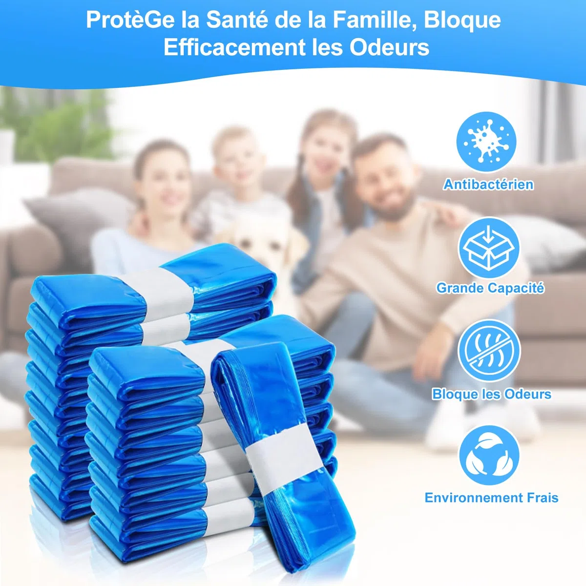 15 Pièces Recharge Poubelle a Couche, Sac Poubelle Couche Grande Capacité l'environnement, Excellente Résistance Anti-odeur Compatible avec Tous les Types de Recharges