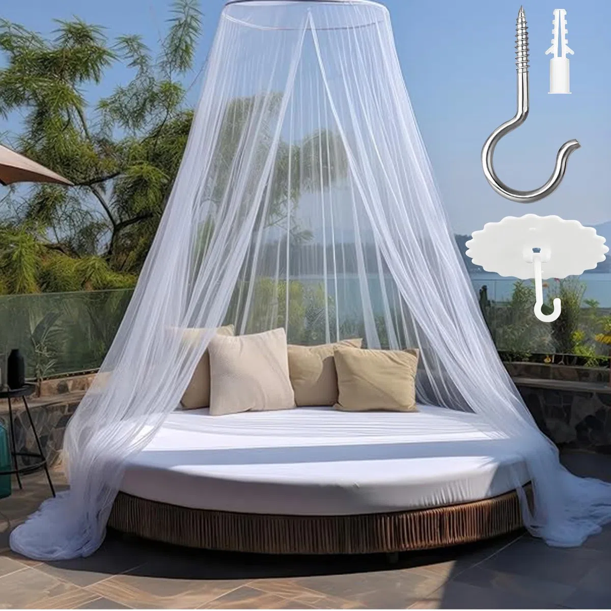 Moustiquaire de Lit,Grand Moustiquaire Ciels de Lit 60 x 250 x 1100cm pour Double, Suspendu Filet Anti Moustiques Protection de Voyage et Maison Installation Facile Intérieur/Extérieur