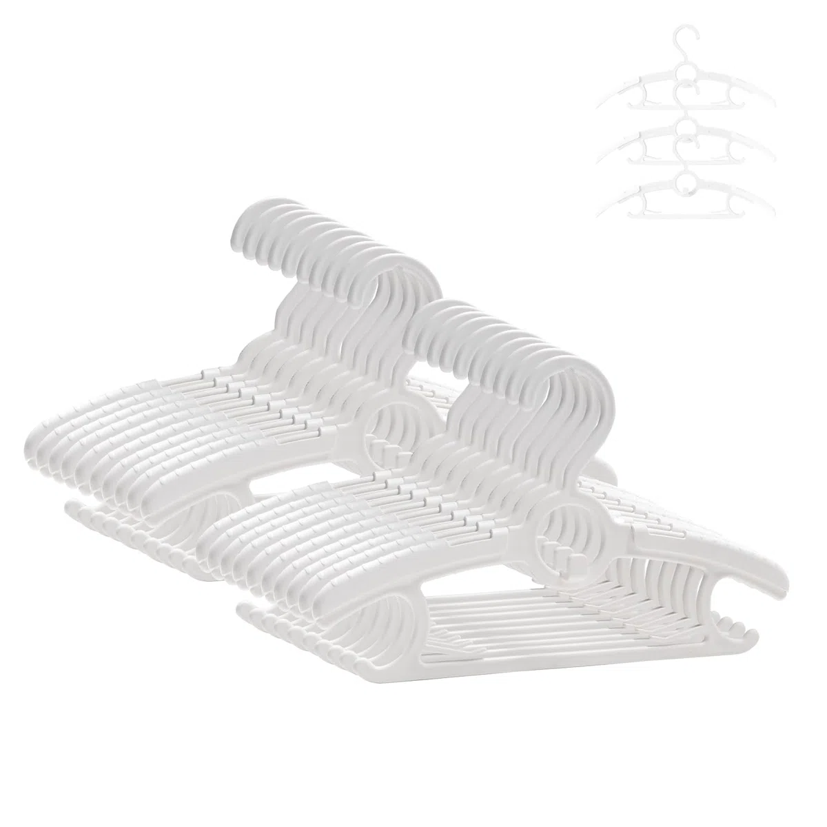 ManGotree Cintres pour bébés, cintres Ajustables antidérapants pour Enfants 28cm-36.8cm, cintres empilables en Plastique (20 Paquets, Blanc)