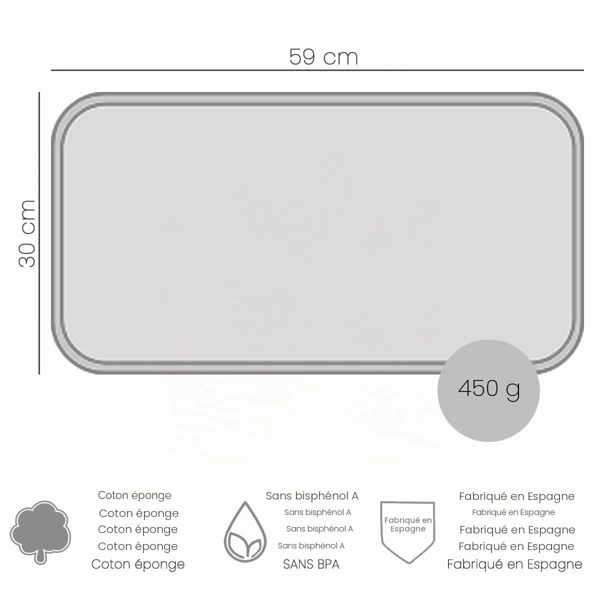 MIMUSELINA Lot de 2 serviettes à langer pour bébé imperméable 59 x 30 cm | Serviette impermeable pour le matelas à langer de votre bébé | Fabriqué en 100% coton éponge | Idéal pour changer votre bébé