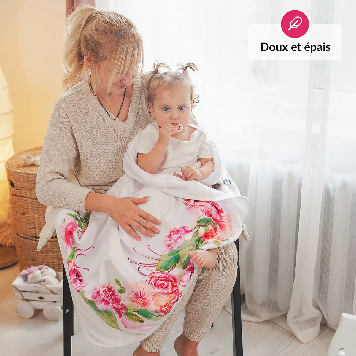 Couverture Etape Bébé en Français | Tapis Mois Bebe Garçon Ou Fille, Unisexe | Thème Fleurs, Feuilles | Cadeau Baby-Shower Personnalisé Jeunes Mamans | Tapis Photo Bebe | Doux, Confortable