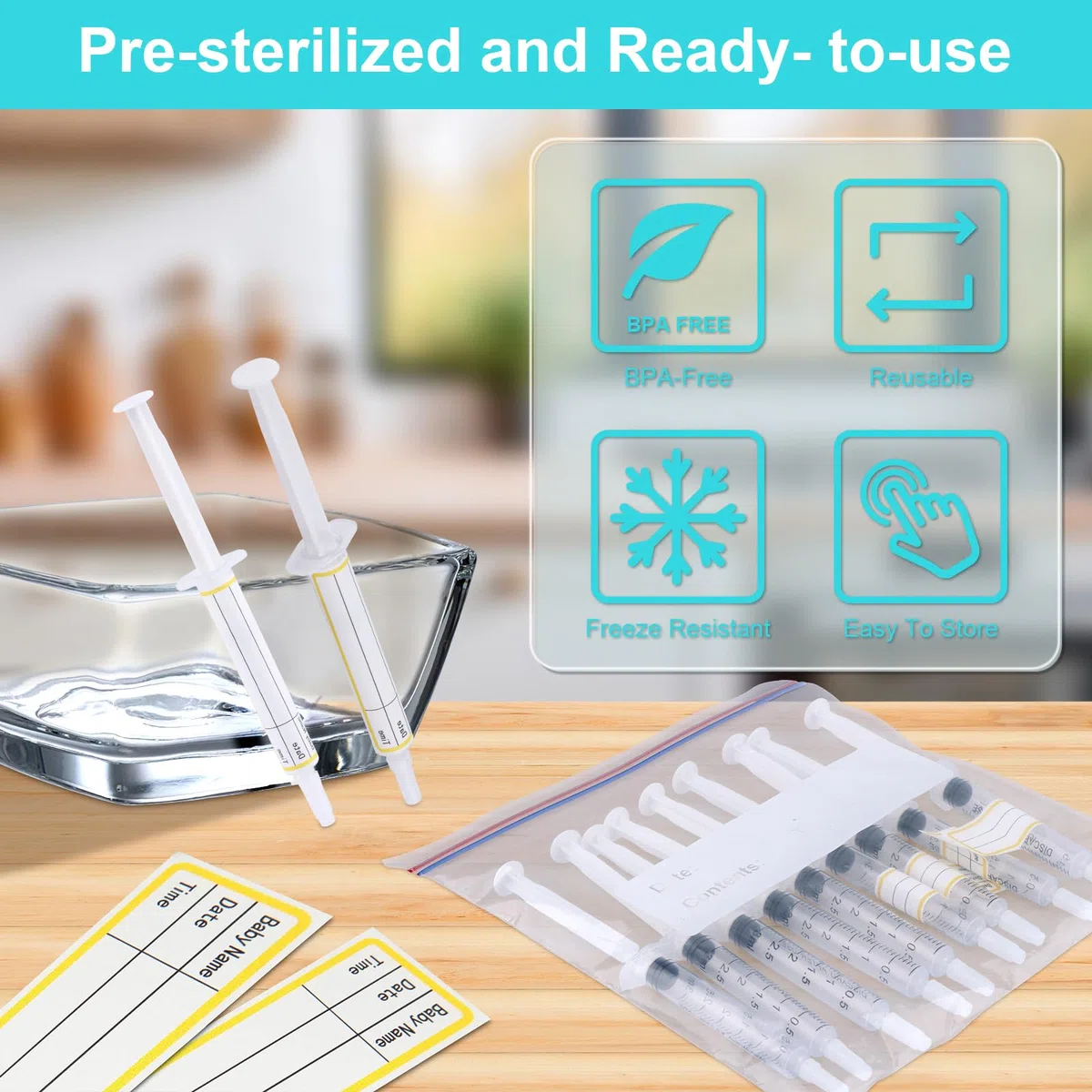 Lot de 20 seringues de colostrum de 3 ml avec bouchons, kit de collecteur de colostrum avec tasse à mesurer de 30 ml, 2 sacs de rangement et 20 autocollants (10ml-20PCS)