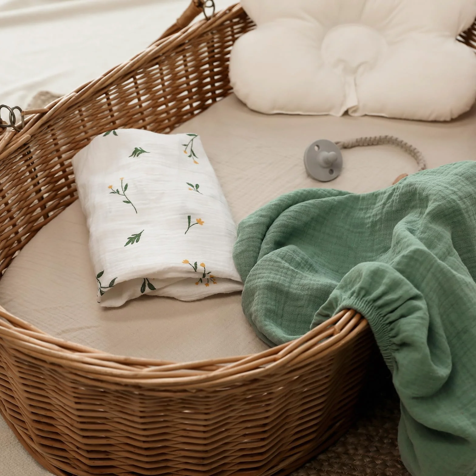 Lot de 3 draps-housses, protège-matelas, pour parc, 100 % mousseline de coton, doux, pour poussette, cadeau de naissance, couleur Floride