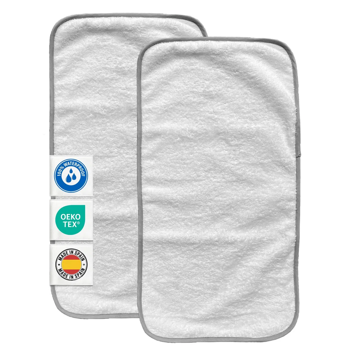 MIMUSELINA Lot de 2 serviettes à langer pour bébé imperméable 59 x 30 cm | Serviette impermeable pour le matelas à langer de votre bébé | Fabriqué en 100% coton éponge | Idéal pour changer votre bébé