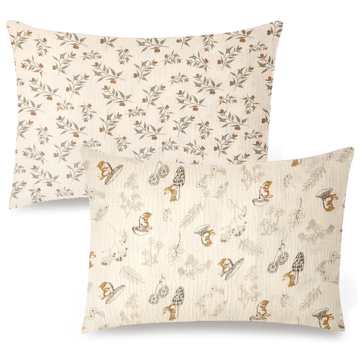 Taies d'oreiller en mousseline 100 % coton Lot de 2 pour oreillers d'enfant, oreillers de voyage pour tout-petits avec fermeture à enveloppe pour 33 x 45,7 cm, 35,6 x 48,3 cm, 30,5 x 40,6 cm