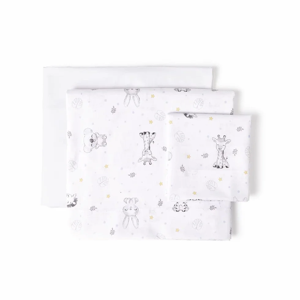 Koala Parure de lit 3 pièces pour lit bébé 100% Coton Blanc/Bleu
