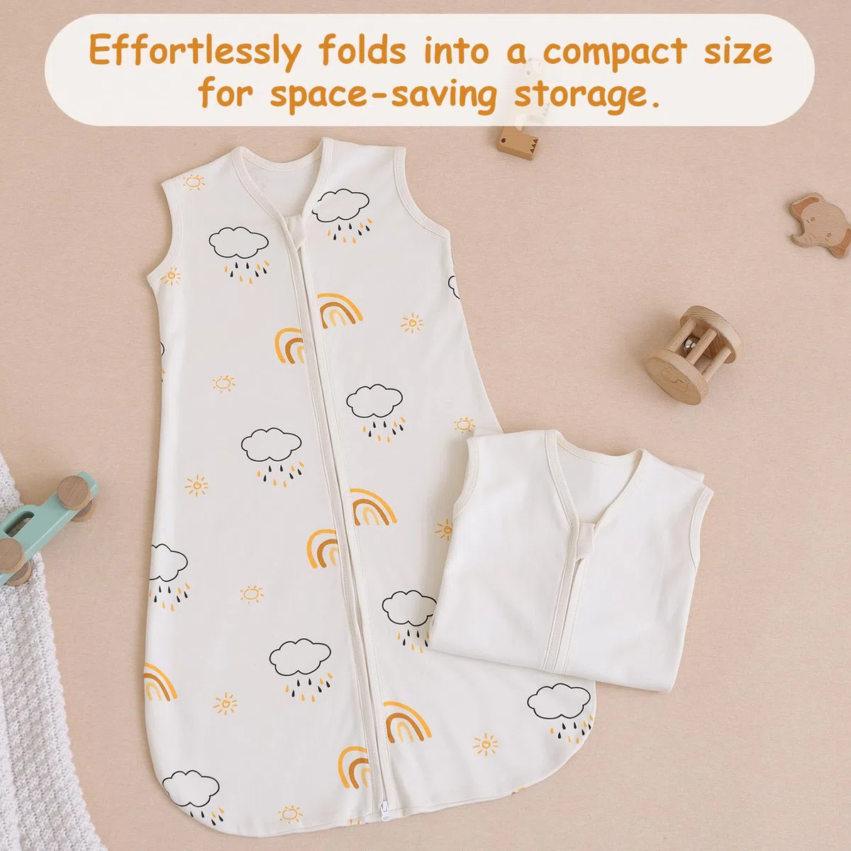 Sac de Nuit Bébé 0.5 TOG 0-6 Mois - Lot de 2 Gigoteuses en 100% Coton | Couverture Portable Nouveau-Né à Double Fermeture Éclair | Matériau Doux, Respirant & Lavable en Machine