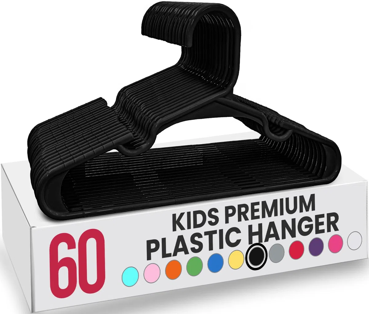 Utopia Home Lot de 60 cintres de Placard en Plastique pour vêtements d’Enfants et de bébés, Usage Quotidien Standard, 29 cm (Noir)