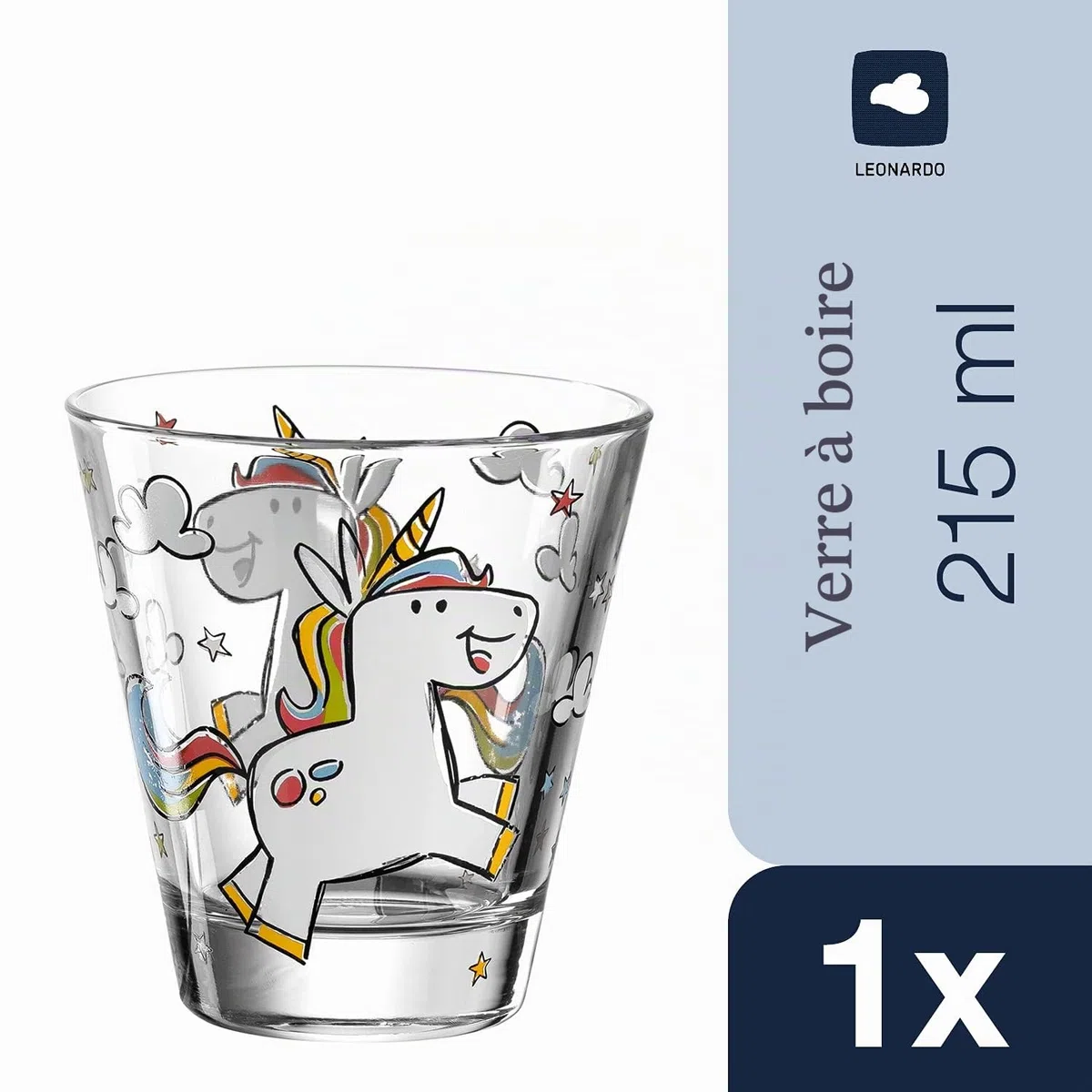Leonardo Bambini 017902 Tasse en verre, pour enfant, motif animal, passe au lave-vaisselle, 1 pièce, 215 ml