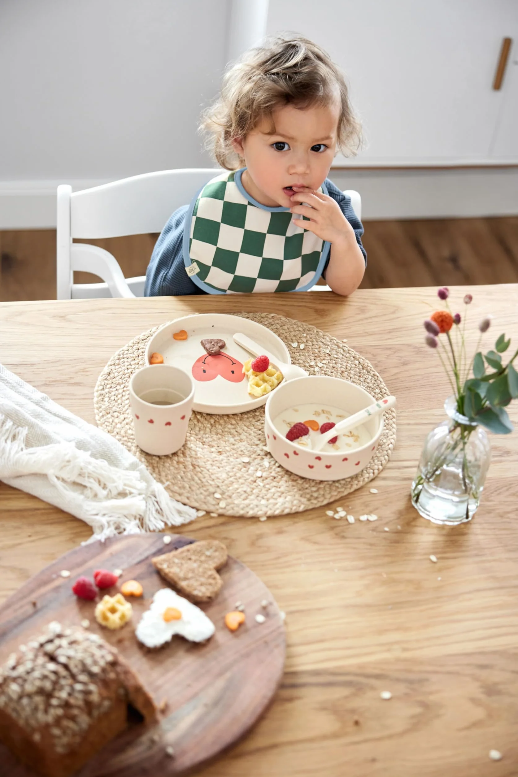 LÄSSIG Set de vaisselle pour enfants assiette gobelet bol cuillère sans mélamine sans BPA lave-vaisselle micro-ondes Bleu ciel