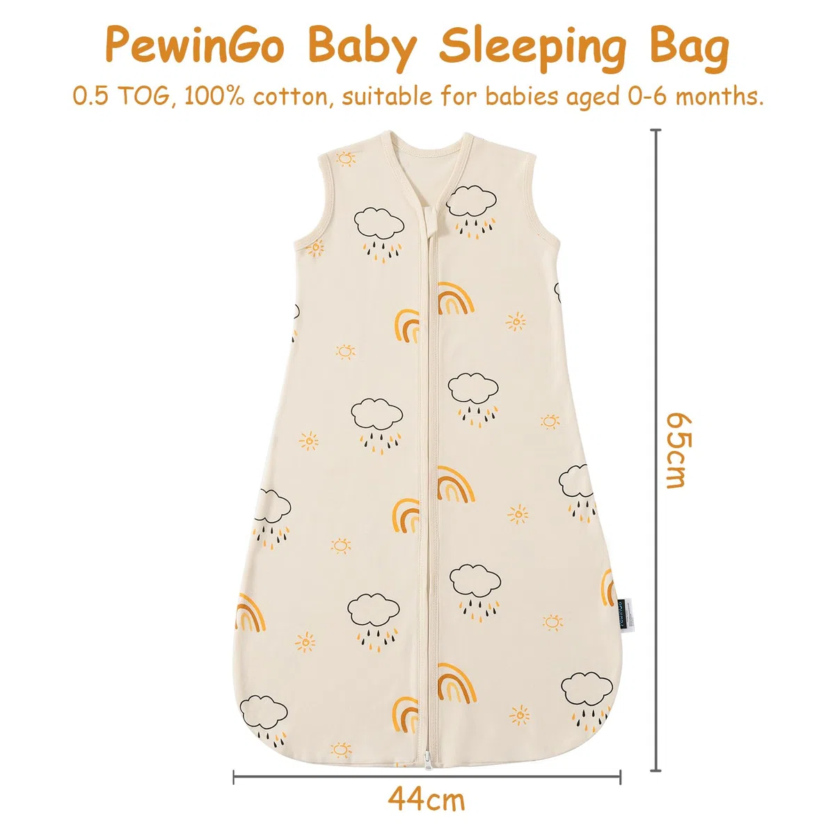 Sac de Nuit Bébé 0.5 TOG 0-6 Mois - Lot de 2 Gigoteuses en 100% Coton | Couverture Portable Nouveau-Né à Double Fermeture Éclair | Matériau Doux, Respirant & Lavable en Machine