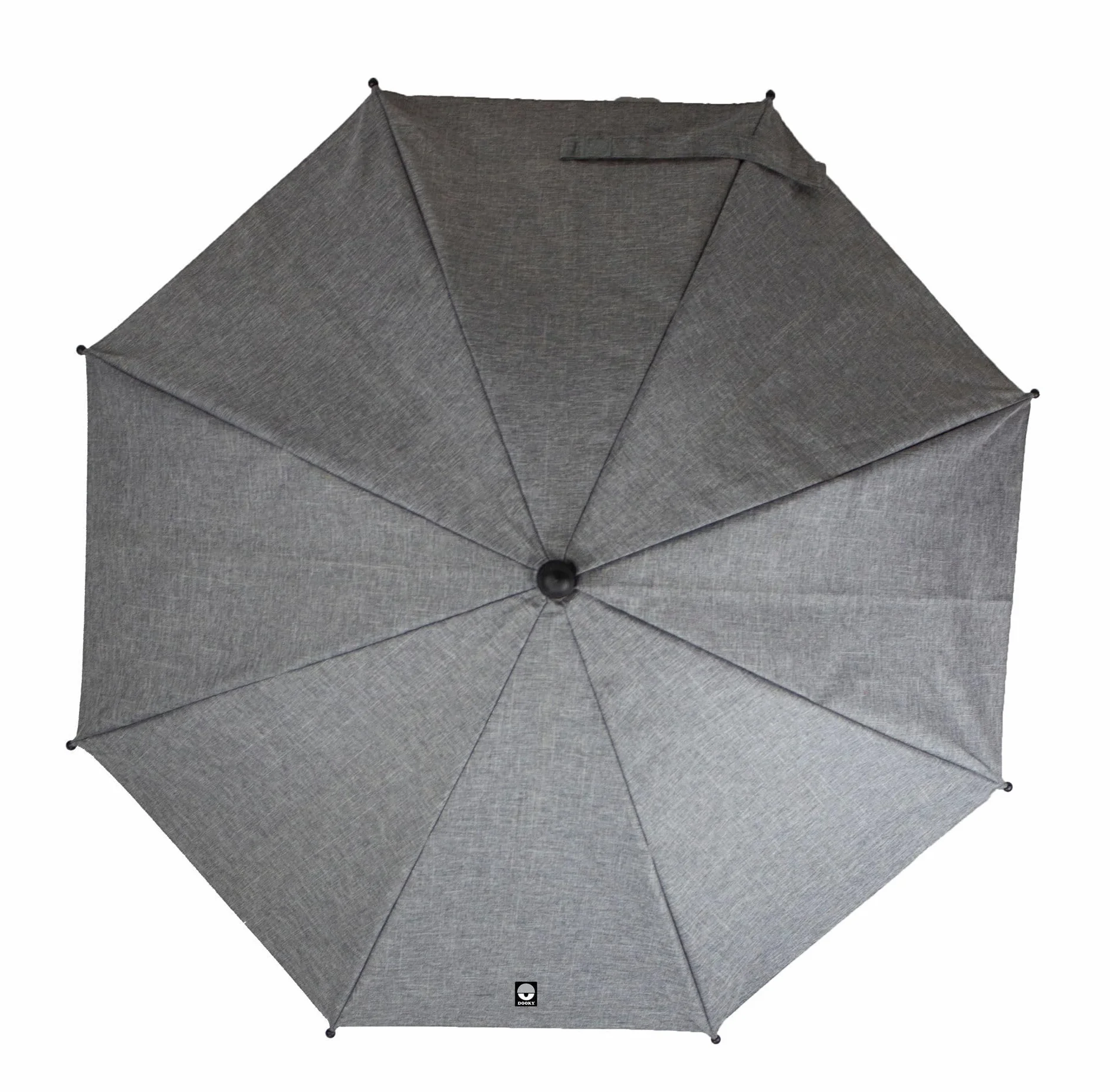 Parasol Dooky pour landau ou poussette (universel et flexible, protection UPF 50+, flexibilité à 180 degrés, technologie flex, système easyfix, déperlant), Gris