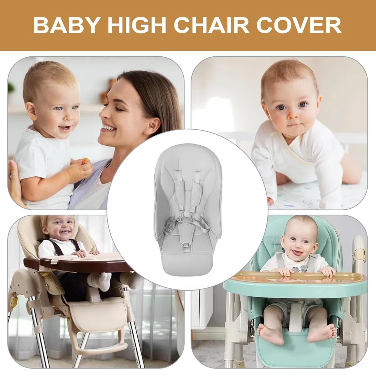 Générique Housses De Chaise Haute pour Bébé - Housse en Similicuir avec Coussinet Rembourré - Attachements Confortables Et Protections Sécurisées Filles Garçons Petits-