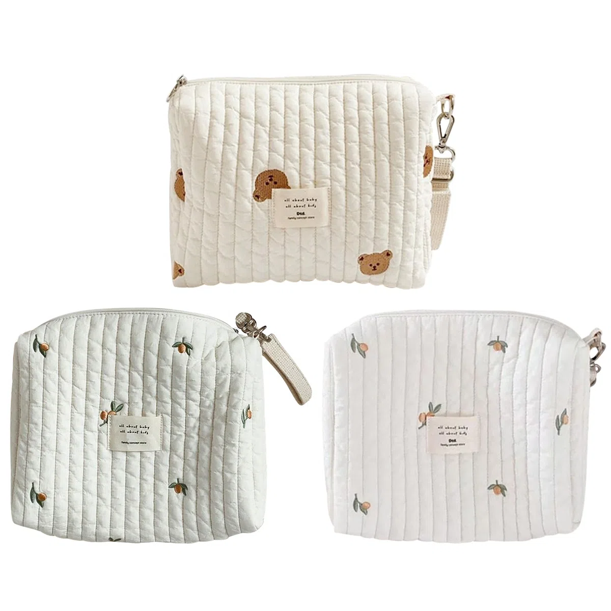 3 Pièces Sac À Langer Portable Universels Pour Bébé Nouveau-nés, Sac Bebe Maternite De Poussette, Organisateur De Maman Fermeture À Glissière À Une Épaule Broderie Pour Voyage Activités Plein Air