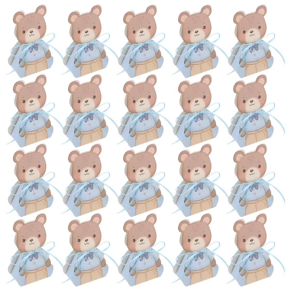 UKCOCO 50 Boîtes à Dragées pour Shower Ours Bleu Pliables en Papier Mini Boîtes Présents pour Fête D’anniversaire Bébé Coffret Souvenir 3d Ours pour Baptême et Naissance