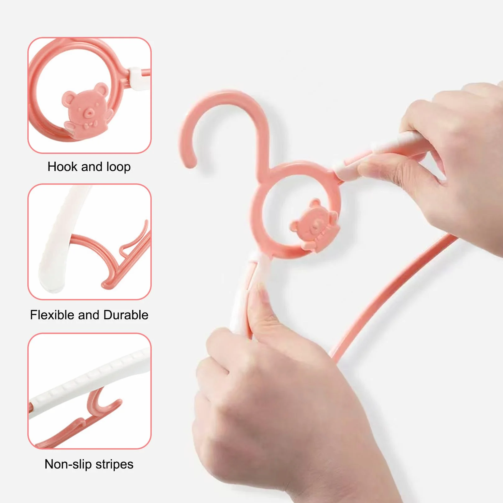 20 pièces Cintre Enfant Cintres Enfants Cintres Bebe ceintres pour Enfant Cintre Bébé Extensible Plastique avec Crochets Oursons Empilables pour vêtements d'enfants et Bébé