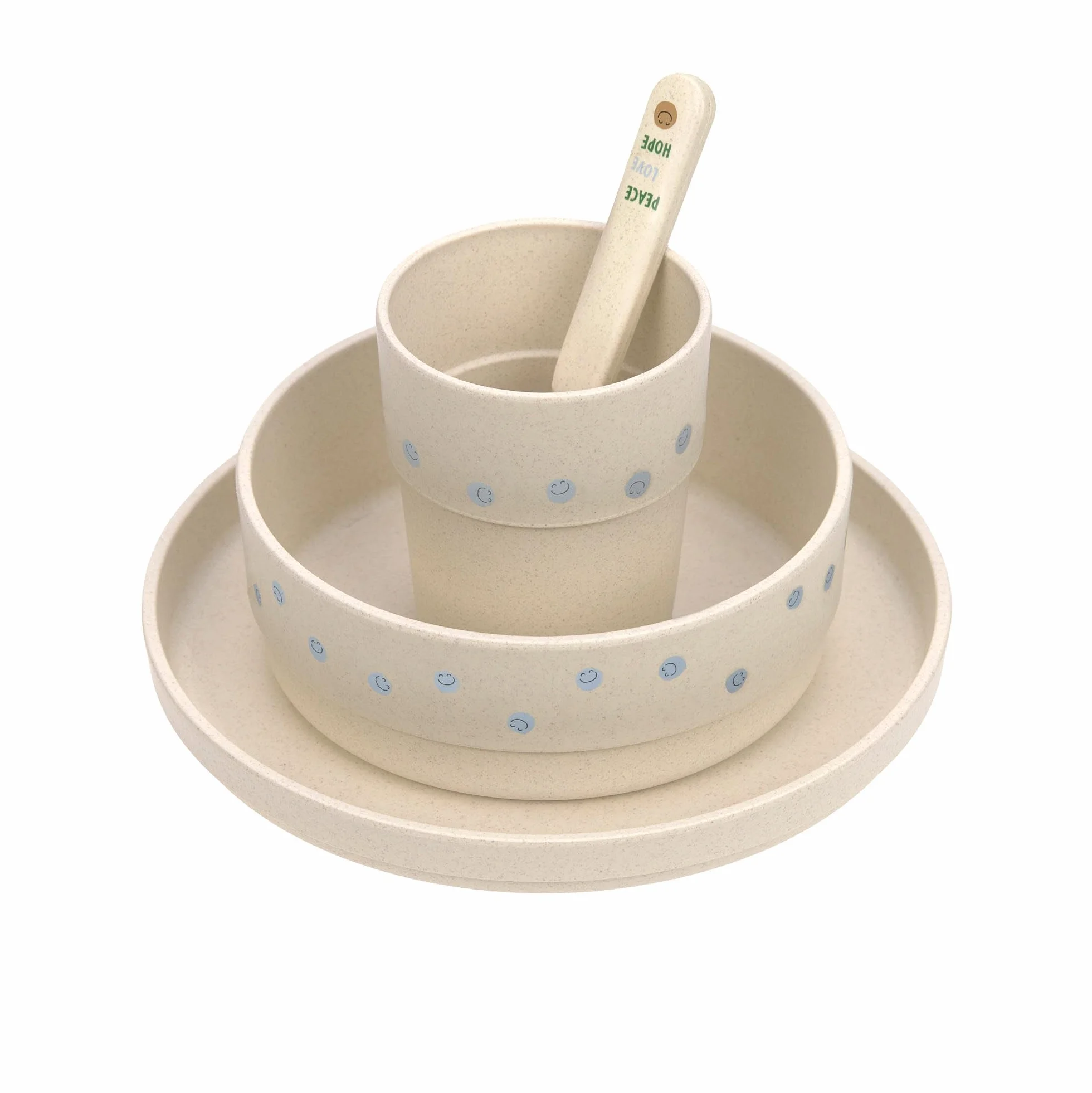 LÄSSIG Set de vaisselle pour enfants assiette gobelet bol cuillère sans mélamine sans BPA lave-vaisselle micro-ondes Bleu ciel