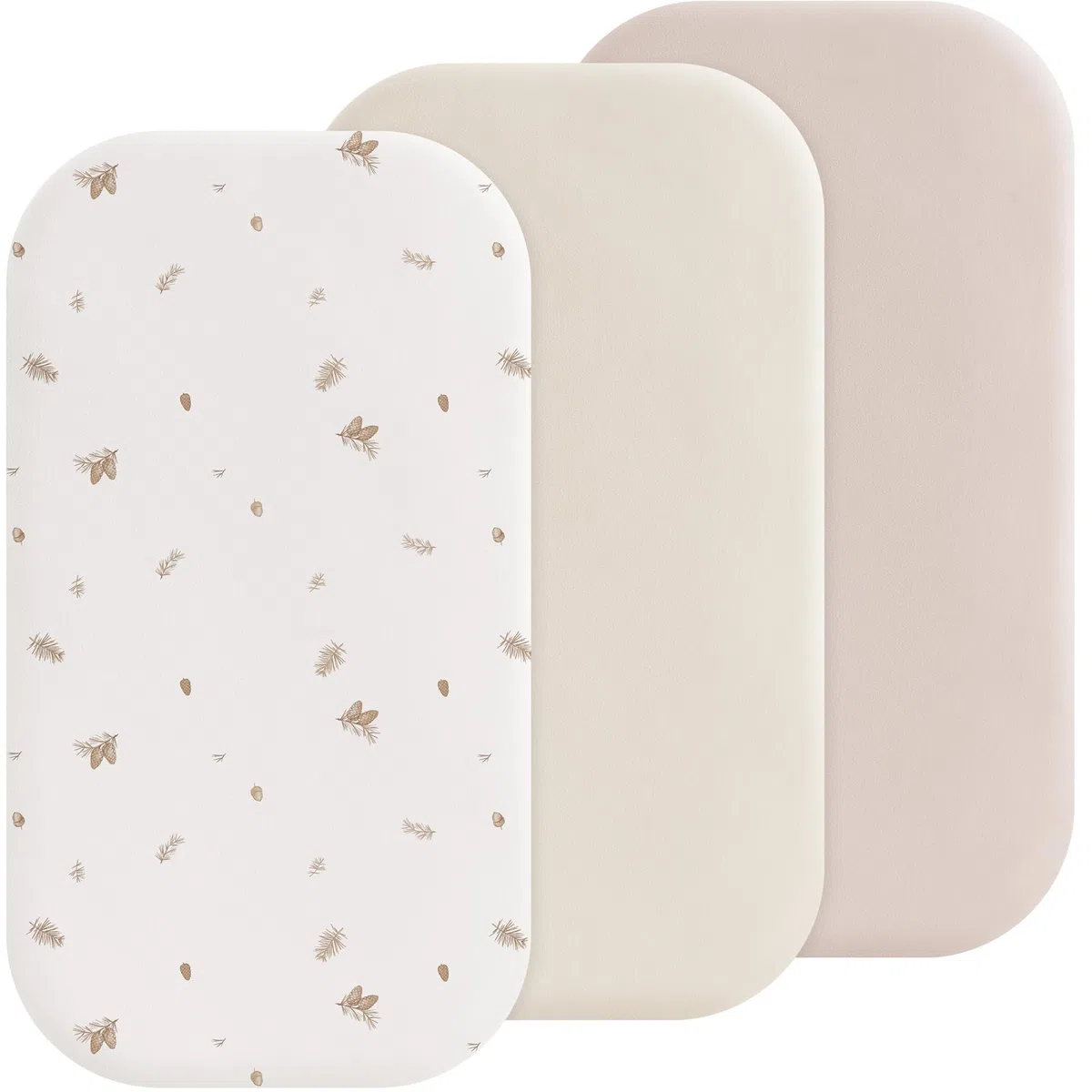 Susurration Lot de 3 Draps Housses Cododo 50 x 90cm Microfibre Respirants Élastique Bébé pour Poussette lit d'appoint lit de Bébé (Pomme de pin)