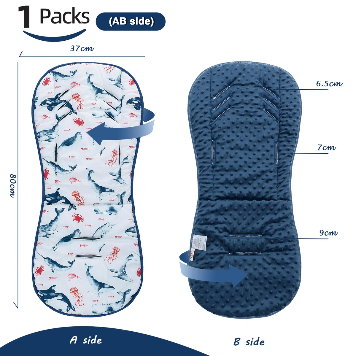 Universel Coussin de Siège pour Poussette, Réversible Coussin Réducteur Poussette, Confortable et Respirant, Compatible avec Poussettes, Sièges-Auto, Berceaux et Chaises Hautes (Baleine)