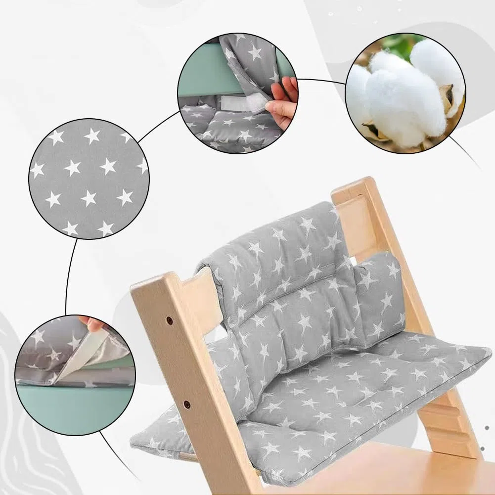 RANJIMA Coussin Chaise Haute bébé Compatible Stokke Tripp Trapp – Coussin de siège Rembourré Ergonomique Antidérapant Universel, Housse Lavable et Respirante, Confortable Antidérapante Lavable