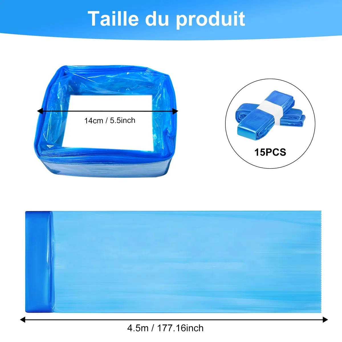 15 Pièces Recharge Poubelle a Couche, Sac Poubelle Couche Grande Capacité l'environnement, Excellente Résistance Anti-odeur Compatible avec Tous les Types de Recharges