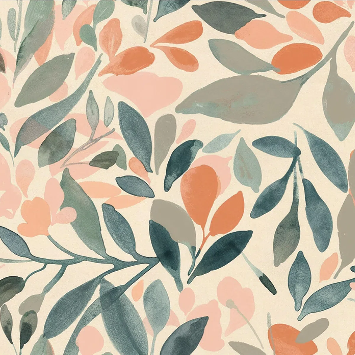 Frise décorative adhésive, fleurs pastels, feuillage, beige, vert, rose pastel, 9 cm X 300 cm