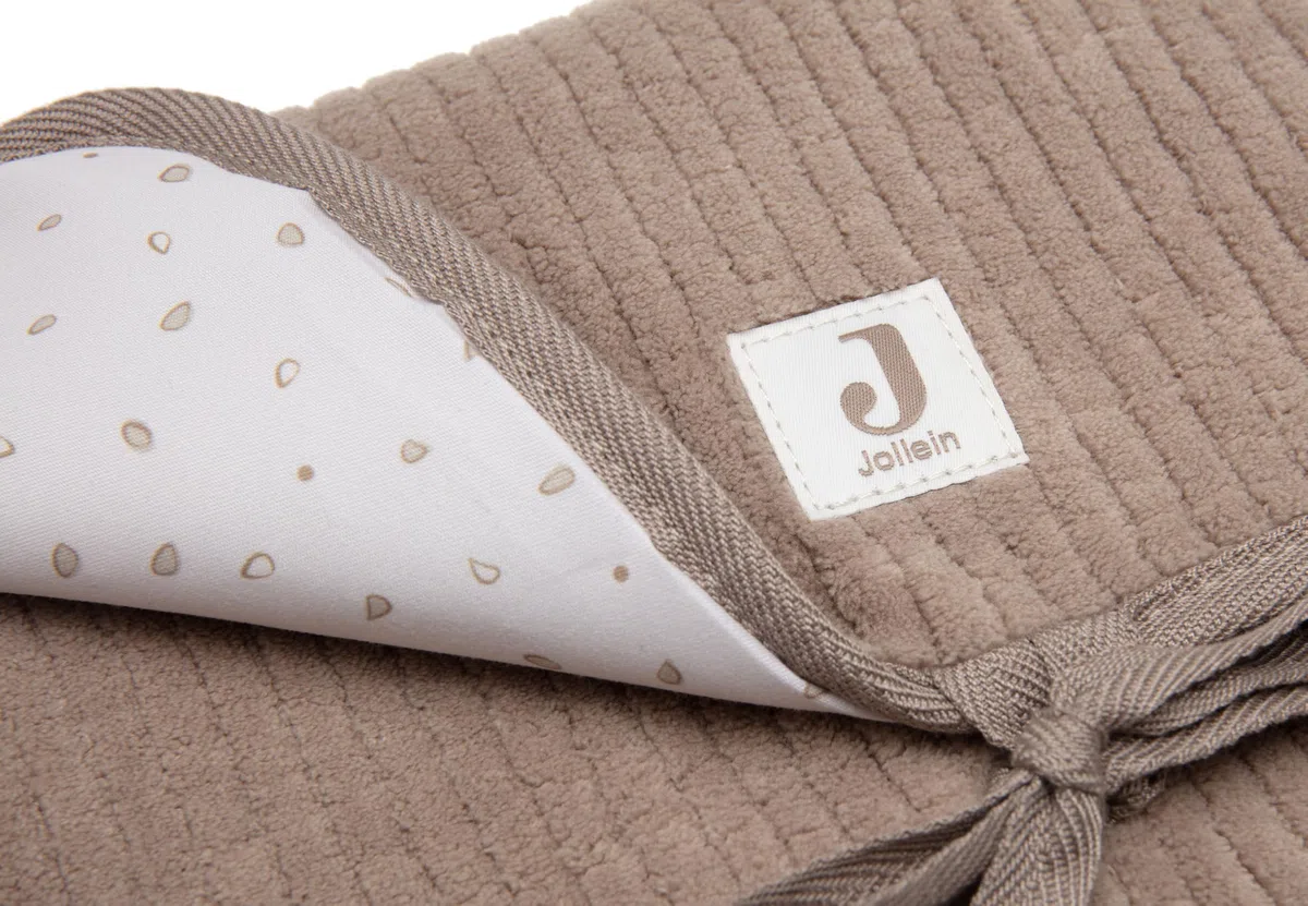 Jollein Matelas à Langer Nomade Cloudy Rib - Milky Coffee - Avec Poches et Nœud - Doux et Nettoyable - Tapis à Langer Nomade Idéal pour les Sorties - 71x50 cm
