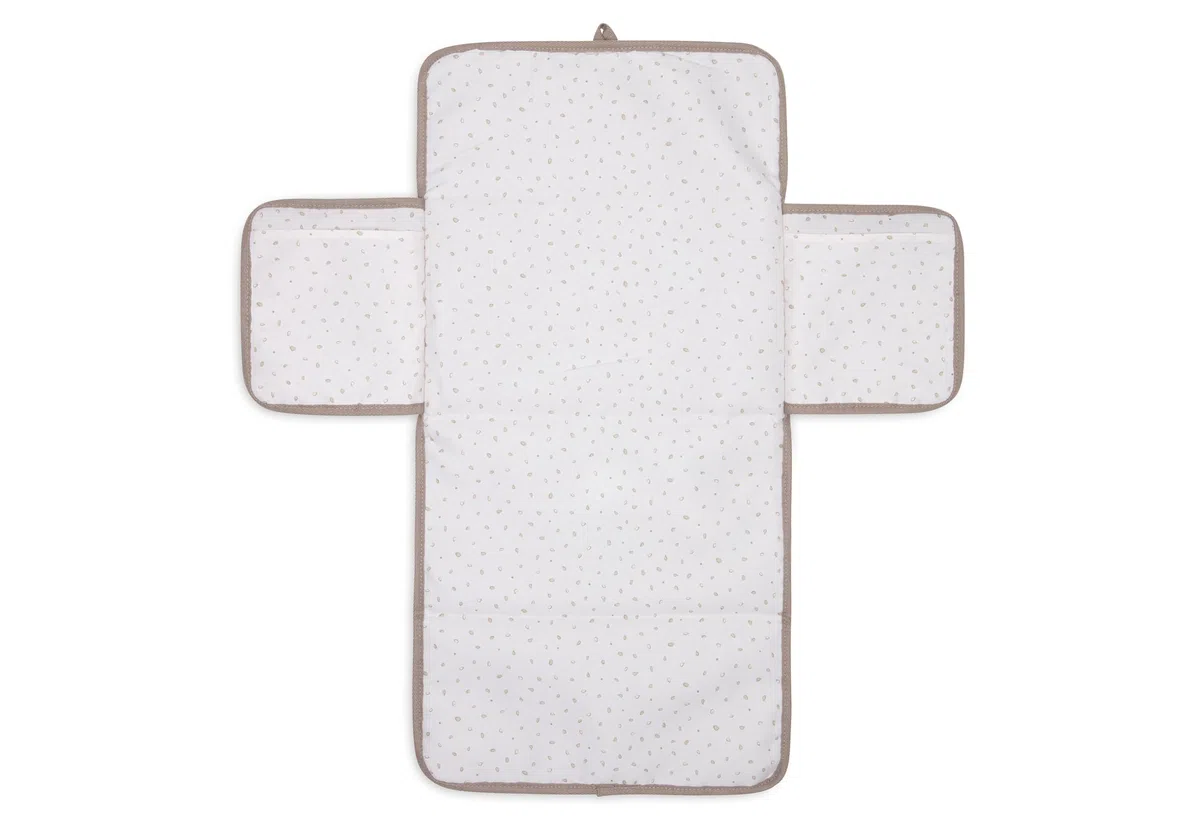 Jollein Matelas à Langer Nomade Cloudy Rib - Milky Coffee - Avec Poches et Nœud - Doux et Nettoyable - Tapis à Langer Nomade Idéal pour les Sorties - 71x50 cm