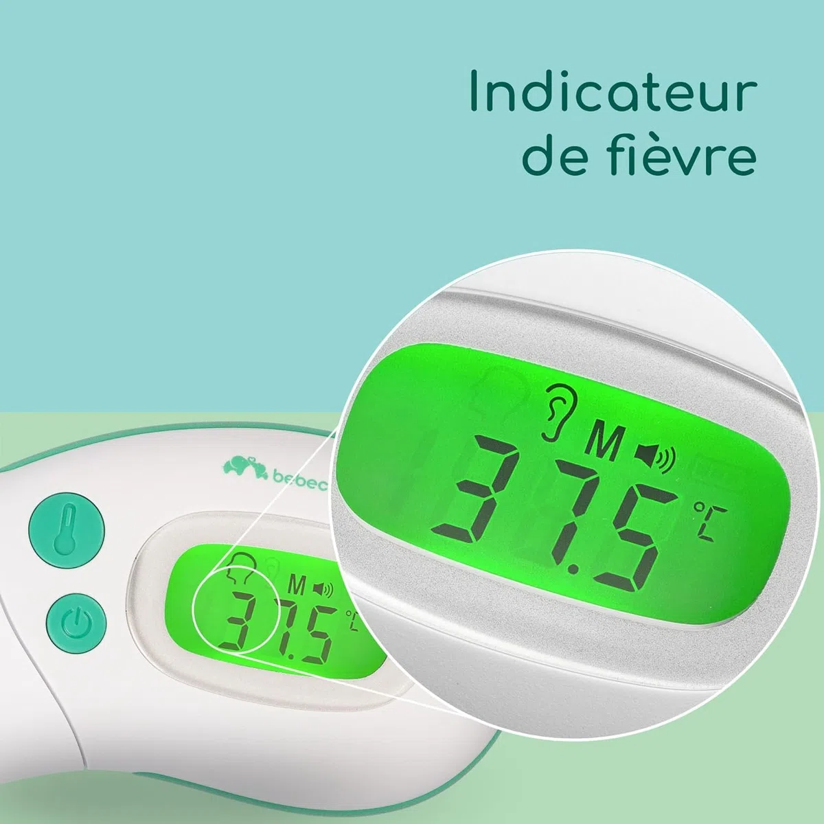 Bebeconfort Mini thermomètre bébé multifonction, 4-en-1, dès la naissance, sans contact, technologie infrarouge, indicateur de fièvre, intelligent et simple, compact, blanc