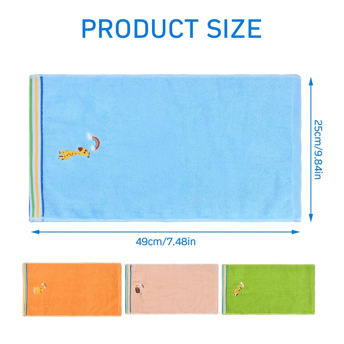 Lot de 4 Serviette de Toilette pour Enfants,100% Coton Gant de Toilette pour Bébé,Gant de Toilette Super Doux,Chiffon de Nettoyage Réutilisable pour Le Visage de Bébé (26 * 50cm) (Stripes)