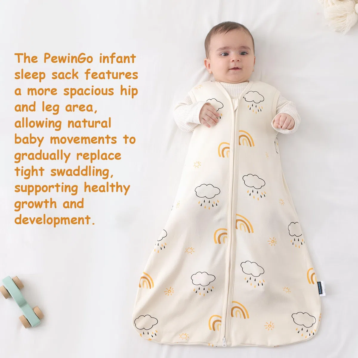 Sac de Nuit Bébé 0.5 TOG 0-6 Mois - Lot de 2 Gigoteuses en 100% Coton | Couverture Portable Nouveau-Né à Double Fermeture Éclair | Matériau Doux, Respirant & Lavable en Machine