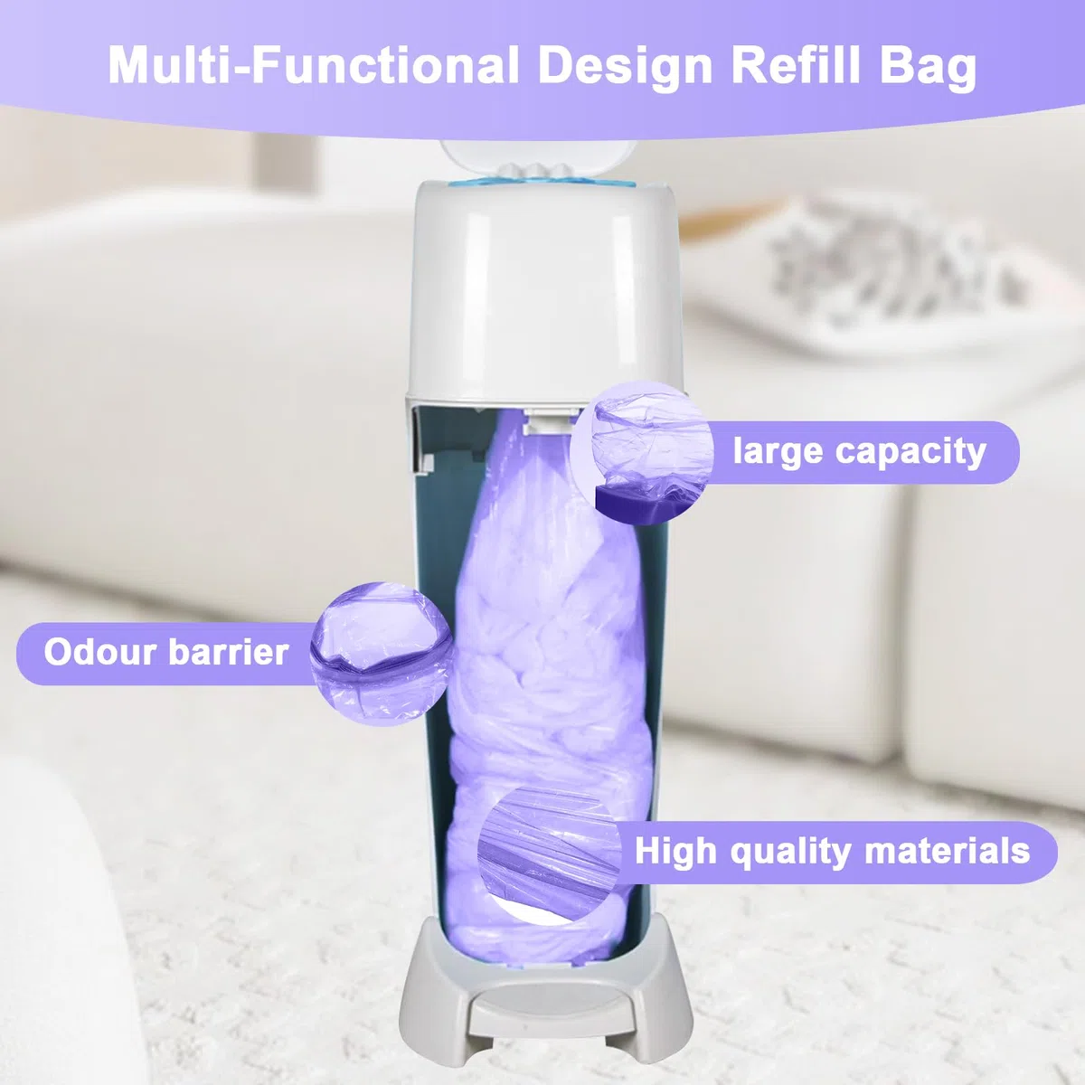 10 Sacs Poubelle à Couche Grande Capacité, Compatible Tommee Tippee, Angelcare (9 Sacs & 1 Cassette Recharge)