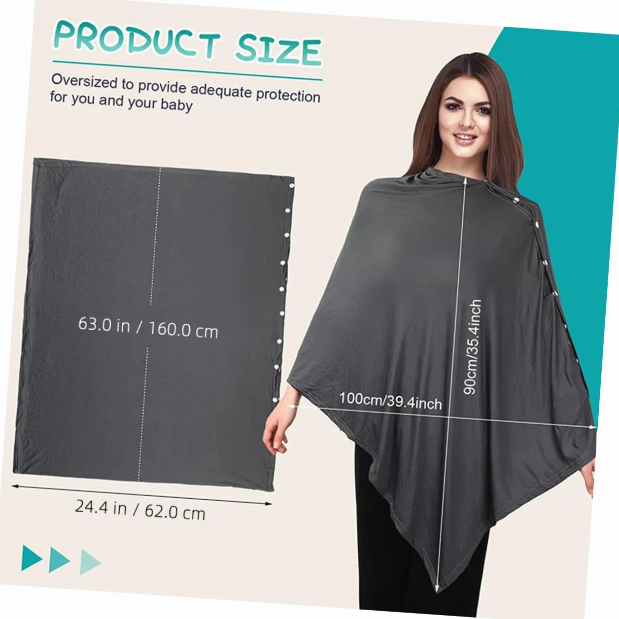 TOYANDONA Couverture d'allaitement Cape Allaitement Gris Foncé