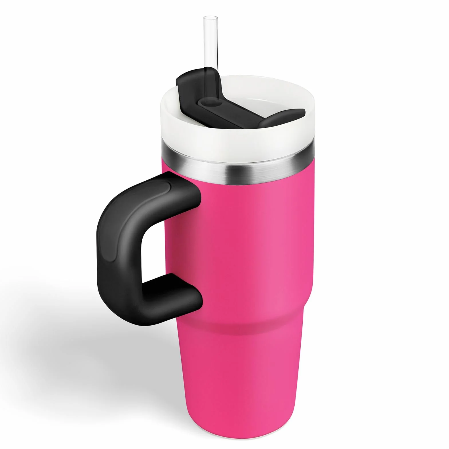 Tumbler acier inoxydable 304 avec poignée et paille noir barbe