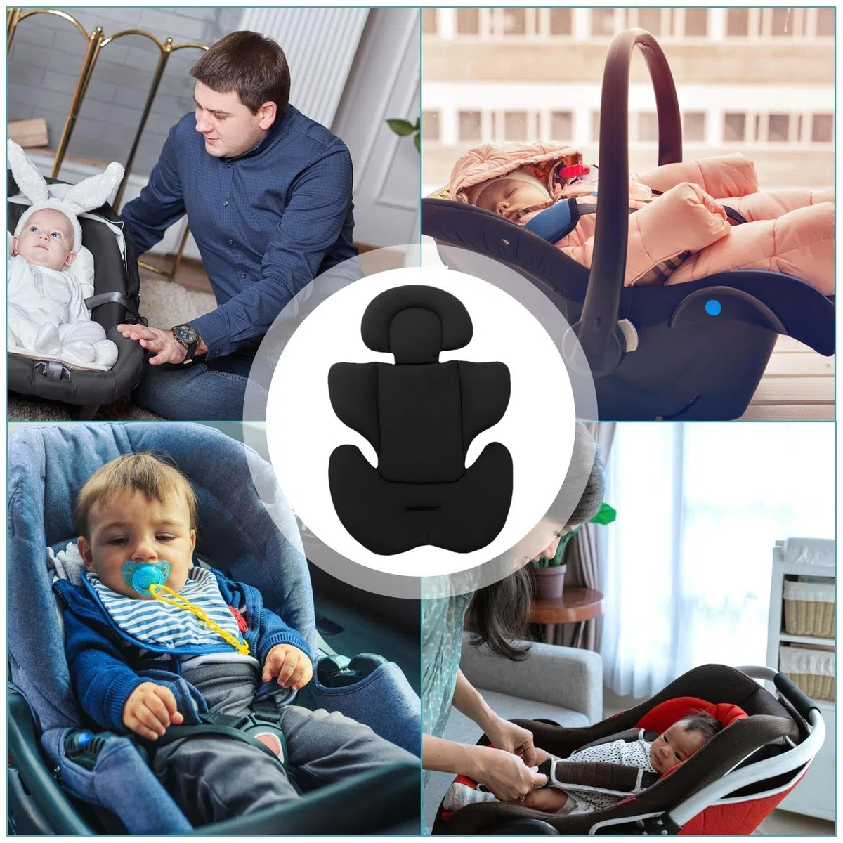 Réducteur de siège auto | Soutien du corps pour bébé | Réducteur de tête et de corps | Coussin de poussette pour bébé | Coussin de siège de poussette | Support de tête rembourré pour nouveau-né