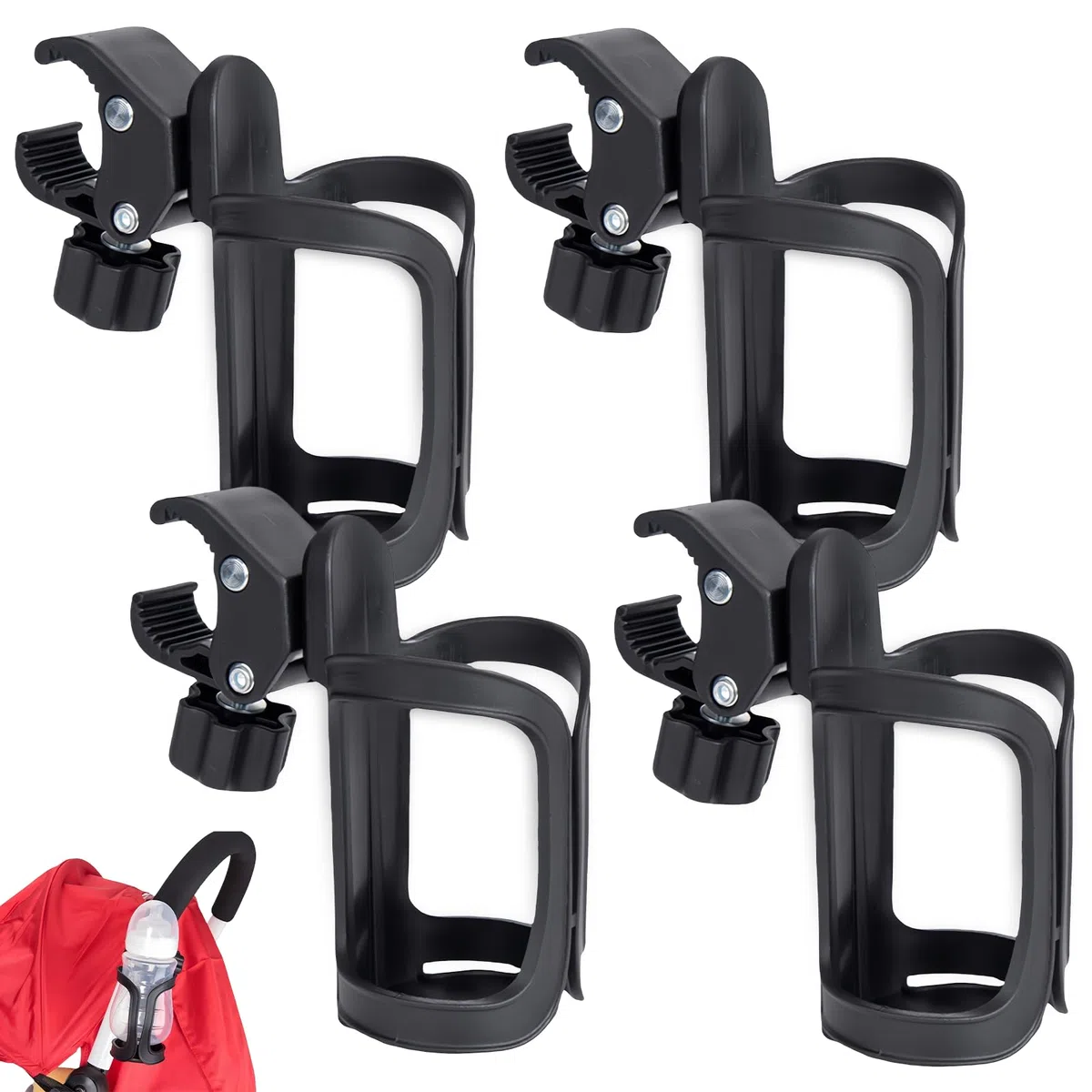 Porte-Gobelet pour Poussette: PRITOK Porte-Gobelet pour vélo, Porte Bidon Vélo, Porte-Gobelet Rotation 360 Degrés Vélo pour Scooters, Vélos, VTT, Poussettes 4 Pièces