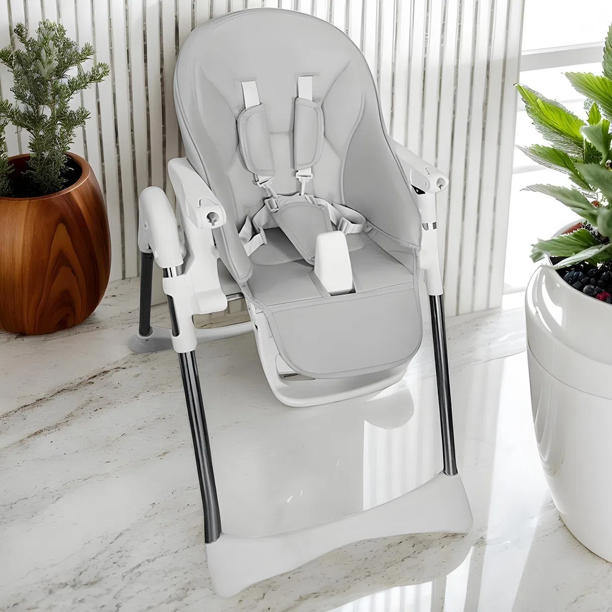 Générique Housses De Chaise Haute pour Bébé - Housse en Similicuir avec Coussinet Rembourré - Attachements Confortables Et Protections Sécurisées Filles Garçons Petits-