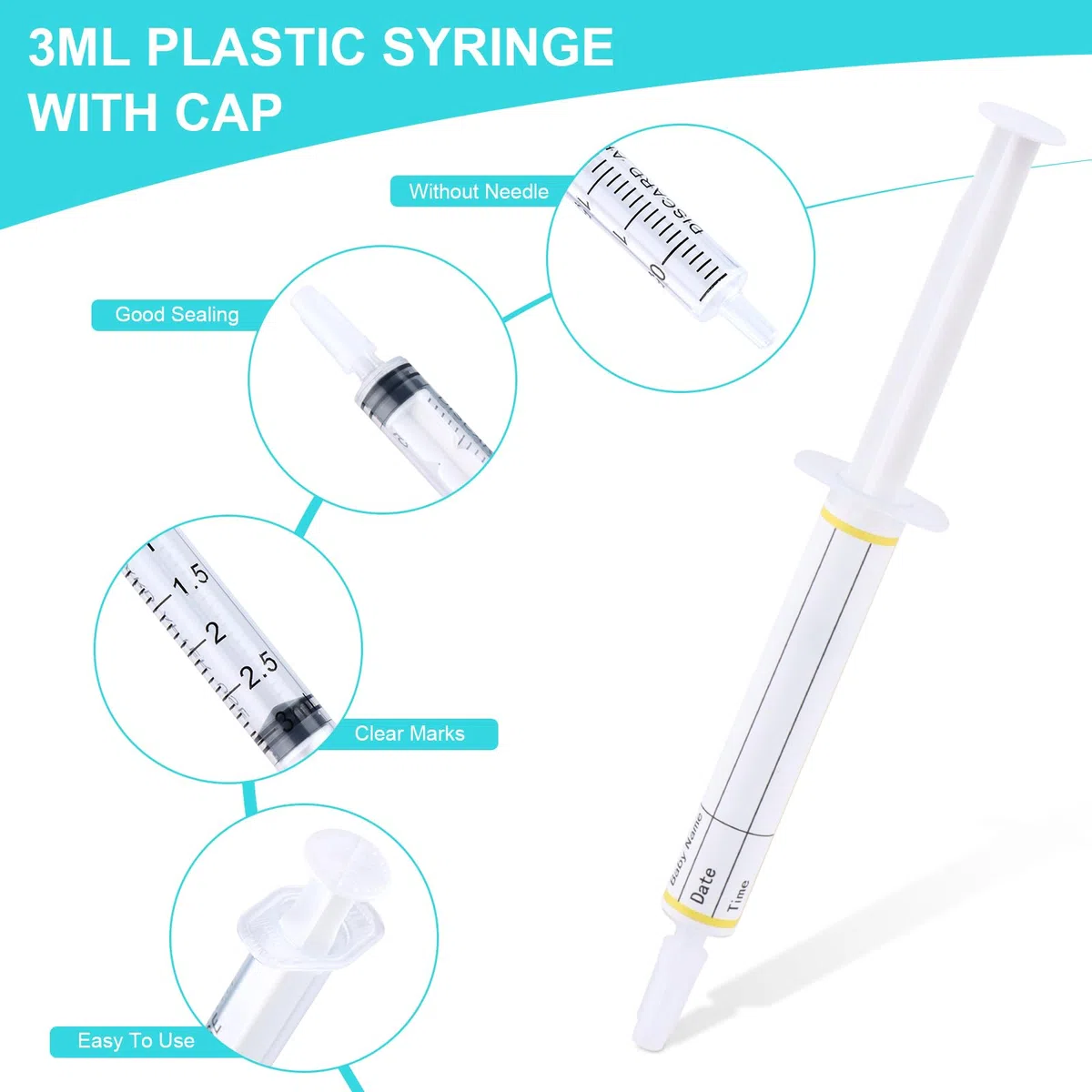 Lot de 20 seringues de colostrum de 3 ml avec bouchons, kit de collecteur de colostrum avec tasse à mesurer de 30 ml, 2 sacs de rangement et 20 autocollants (10ml-20PCS)