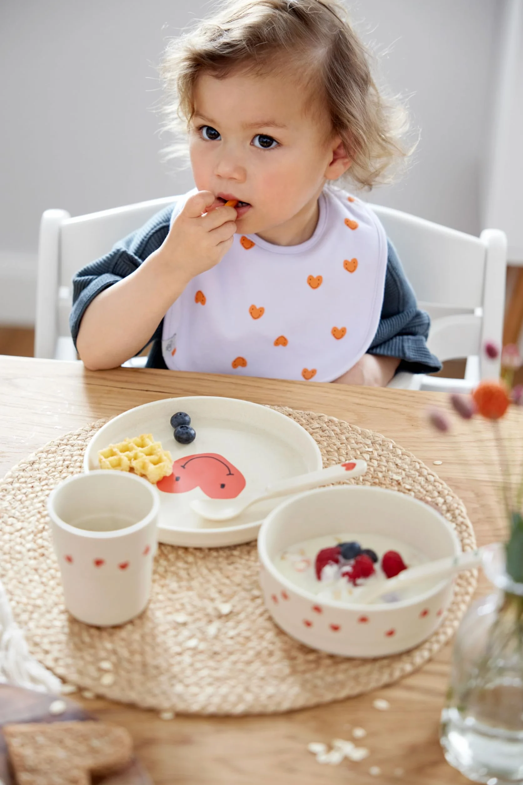 LÄSSIG Set de vaisselle pour enfants assiette gobelet bol cuillère sans mélamine sans BPA lave-vaisselle micro-ondes Bleu ciel