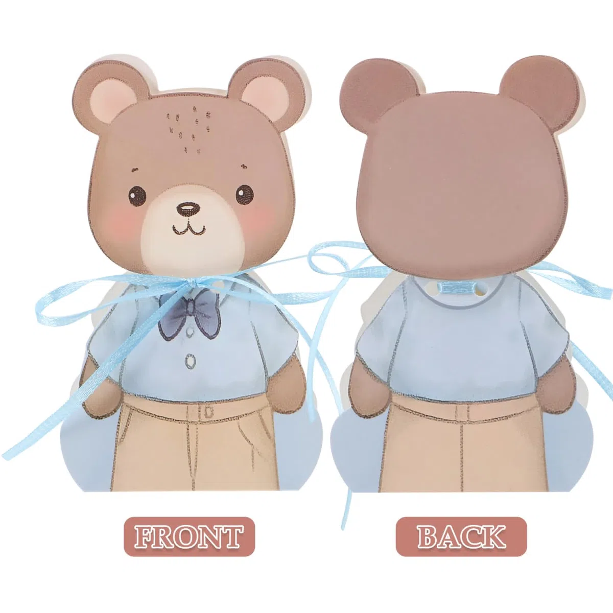 UKCOCO 50 Boîtes à Dragées pour Shower Ours Bleu Pliables en Papier Mini Boîtes Présents pour Fête D’anniversaire Bébé Coffret Souvenir 3d Ours pour Baptême et Naissance