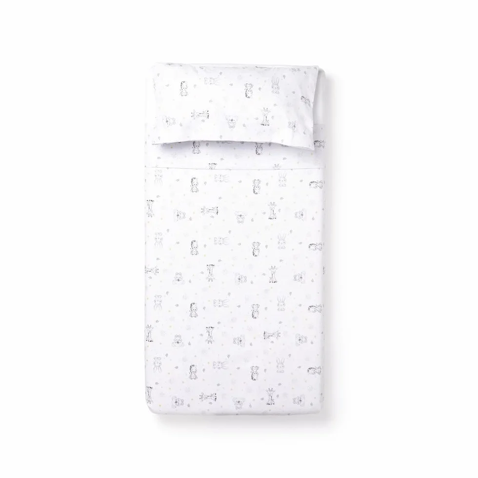 Koala Parure de lit 3 pièces pour lit bébé 100% Coton Blanc/Bleu