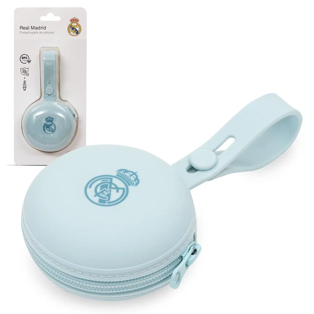 Interbaby - Attache-sucette en Silicone Real Madrid | Compatible micro-ondes | Passe au lave-vaisselle | Sans BPA