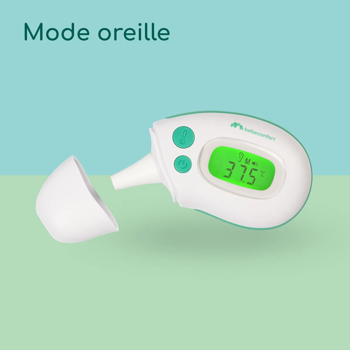 Bebeconfort Mini thermomètre bébé multifonction, 4-en-1, dès la naissance, sans contact, technologie infrarouge, indicateur de fièvre, intelligent et simple, compact, blanc
