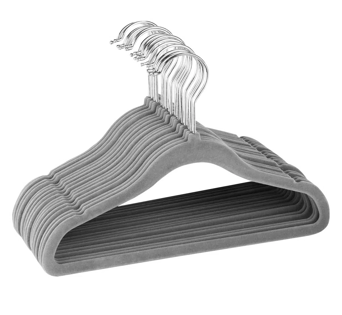 Cintres en Velours pour Enfants Enfants et bébés, Lot de15, Velours Antidérapant, Gain de Place, Crochet pivotant à 360°, Longueur de 28 cm, Adaptable aux Armoires d’Enfant (Gris)