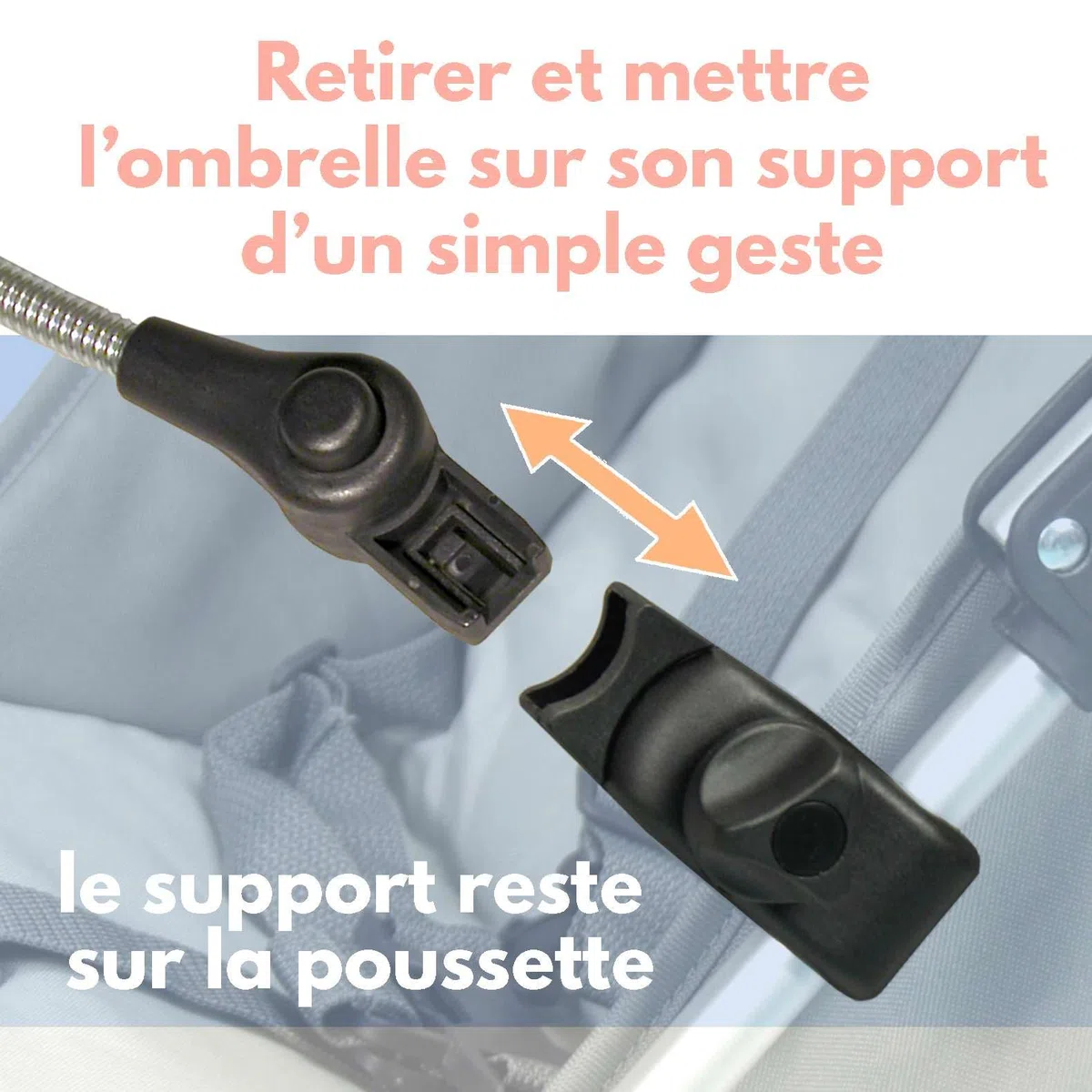 Bambisol Ombrelle Poussette Universelle Anti UV | UPF 50+, Double Articulation | Noir BE